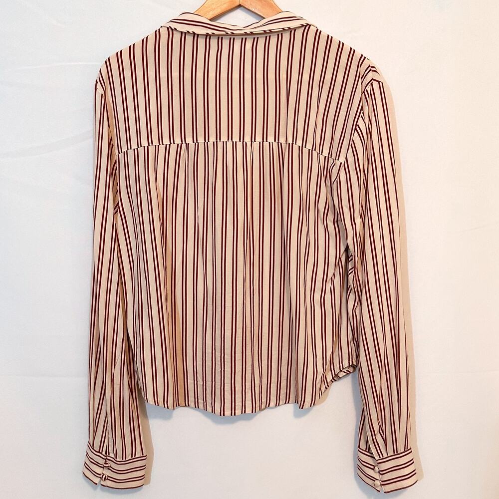 AMUSE SOCIETY Sofia Woven Top Red White Striped Button Down Dress Shirt Sz. S - Picture 5 of 5